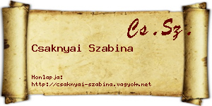 Csaknyai Szabina névjegykártya